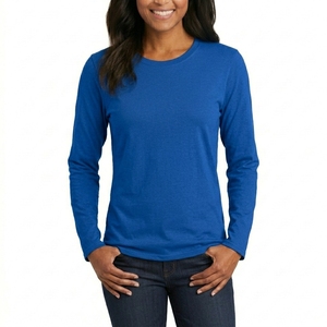 Solid Casual Women Long Sleeve T Shirt Breathable Soft Cotton Fabric Regular Fit Lightweight Daily Wear <b>Top</b> - Product Image 4