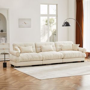 Modern 3-Seat Extra Large Velvet <b>Sofa</b> Oversize Cloud-Like Comfort with Waist Pillows & <b>Support</b> for Living Room - Product Image 2