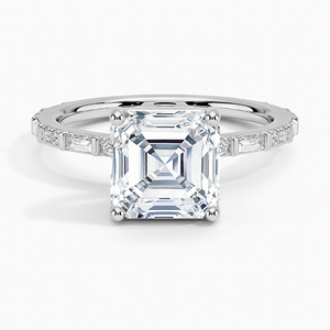 แหวน BOJ รุ่น 0144 ทรง Asscher Cut เงินแท้ 925 ประดับเพชรทรง Baguette แบบ Solitaire น้ำหนัก 2 กะรัต สี D ความสะอาด VVS1 โมอิสซาไนต์ GRA ลดราคา - Product Image 1
