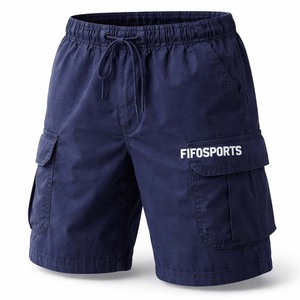 Pantalones Cortos Cargo para Hombre con Logotipo Personalizado, Azules, Multibolsillos, Casuales, con Cordón, para Verano, al por Mayor - Product Image 1