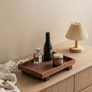 Wooden Tray: <b>Walnut</b> Wood Organizer Tray for Bathroom Kitchen Counter Coffee <b>Table</b> Display Japanese Wabi Sabi Decor - Product Image 6