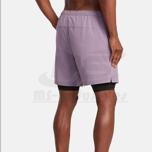 High Quality OEM Men's 7 Inch Double <b>Layer</b> Running Shorts Quick Dry Stretch Athletic Gym Shorts Custom Logo Manufacturer - Product Image 2