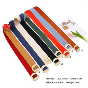 Cintura da Donna in Camoscio con Bottoni Rotondi Zi, Larghezza 7Cm, Lunghezza 110Cm, Accessorio di Moda - Product Image 2