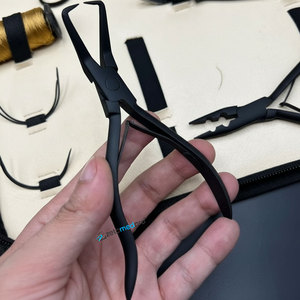 Pince à micro-anneaux professionnelle en acier inoxydable de qualité chirurgicale noir mat, kit d'outils pour extensions capillaires, coupe-micro-anneaux - Product Image 2