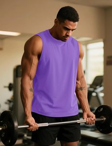 Débardeur de sport décontracté pour homme, coupe athlétique, en coton uni, sans manches, idéal pour la gym, la course et l'été - Product Image 2