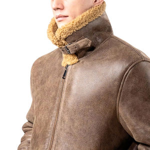 Service OEM, veste en cuir pour homme de haute qualité avec col rembourré, style streetwear, logo sur le devant, toile respirante, vêtements d'hiver - Product Image 5