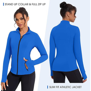 Veste de yoga à fermeture éclair intégrale pour femme, col montant, trous pour les pouces, évacuation de l'humidité, nylon et élasthanne, extensible dans quatre directions, respirante - Product Image 4