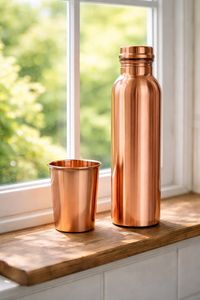 Leakproof Disposable Copper Water Bottle with Modern Design <b>Straw</b> Included for Outdoor Use - Product Image 2
