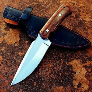 Cuchillo de caza de hoja fija con punta caída y mango de madera, hecho a mano, para exteriores, proveedor mayorista - Product Image 3
