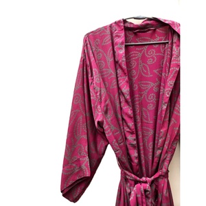 Vintage Soie Saree Kimono Femmes Robe Kimono Robe Peignoir Maxi Robe Bohème style boho chic femmes vêtements de nuit D'été porter kimono - Product Image 2