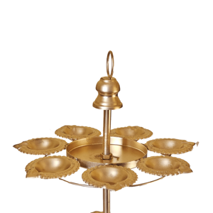 Soporte de hierro decorativo chapado en oro, duradero y ligero, de 2 niveles, para la decoración de templos, hogares, ceremonias Pooja, bodas y eventos. - Product Image 4