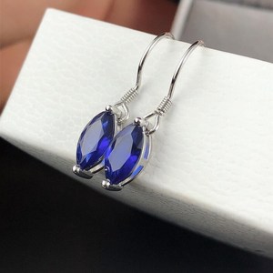 Pendientes de Zafiro en Plata de Ley, Piedra de Nacimiento de Septiembre, Estilo Vintage, Regalo de Navidad o Boda para Mujer - Product Image 3