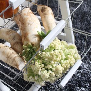 Carrello da Cucina e Sala da Pranzo YJ Bianco con 2 Cassetti, 3 Cestelli, 3 Ripiani e Ruote Girevoli, Spedizione Gratuita - Product Image 3