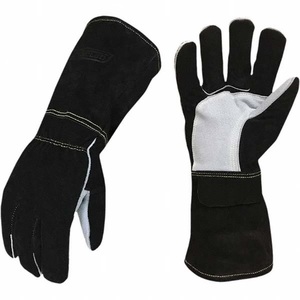 Gants de soudage TIG en cuir de vachette noir ignifuge avec logo personnalisé - Flexibles, sans latex, sans silicone pour les soins personnels - Product Image 1