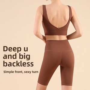 Wholesale Eco-friendly 2-piece Girls' Workout Gym Fitness Cross Waist Butt Lift <b>Yoga</b> Sportswear Solid Pattern Adults <b>Yoga</b> <b>Sets</b> - Product Image 3