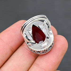 Anillo de Plata 925 con Granate Rojo, Gema de Lujo para Fiesta - Product Image 3