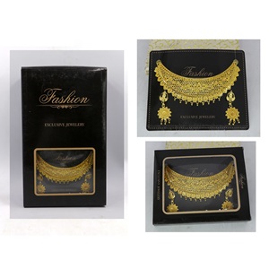 Gargantilla chapada en oro hermoso collar conjunto pendiente mujer diseñador matrimonio Petite Arabes collar tradicional chapado en oro - Product Image 1