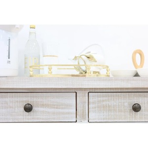 Oval <b>Mirrored</b> Storage <b>Tray</b> With Gold Frame And Bead Details For Table Use Easy To Clean Modern Luxury Design - Product Image 2