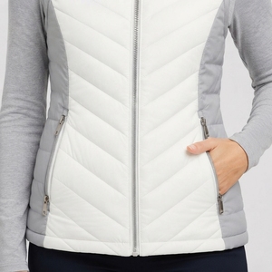 Chaleco acolchado de lona para mujer, sin mangas, diseño moderno, cuello alto, cálido y aislante, con bolsillos laterales y cremallera completa con botones. - Product Image 6