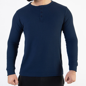 Camiseta de Manga Larga para Hombre, Tejida, de Color Sólido, Cuello Redondo, Corte Ajustado, Transpirable, Informal - Product Image 5