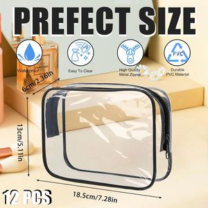 Set di 12 Borse Trasparenti in PVC Impermeabili con Cerniera, Approvate TSA, per Cosmetici e Trucchi da Viaggio - Product Image 3