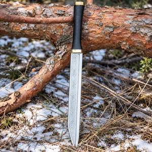 Cuchillo Vikingo Seax Personalizado, Cuchillo Largo con Grabado Celta, Hoja Recta Hecha a Mano, Estilo Medieval con Funda - Product Image 4
