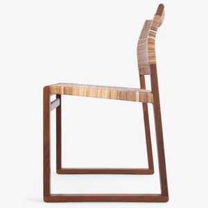 Modern Teak Dining Chair Featuring Curved <b>Backrest</b> and Rattan Seat – Durable Solid Wood Chair for Indoor & Commercial Use - Product Image 3