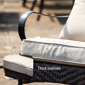 Single Rocking Patio Garden <b>Chair</b> with Beige <b>Comfy</b> Cushions Wicker Material - Product Image 3