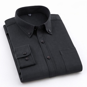 Camisa de Vestir de Manga Larga para Hombre, Color Sólido, con Botones, 60% Algodón, 40% Poliéster, Cuello Clásico, Formal, para Negocios - Product Image 5
