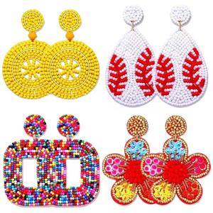 Pendientes de Moda HEART con Cuentas Geométricas Hechas a Mano, Pendientes Largos con Cuentas de Flores Exóticas, Estilo Bohemio para Mujer - Product Image 5