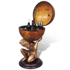 Porte-bouteilles Globe Bar Atlas Design 16,5"x16,5"x33,5" – Support élégant pour le rangement du vin - Product Image 2