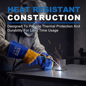 Guantes de Soldadura TIG de Cuero Vacuno de Alta Resistencia, Resistentes al Calor y al Fuego, Flexibles, Transpirables, Guantes de Seguridad Industriales para Trabajo - Product Image 5