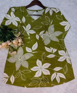 เสื้อผ้าพิมพ์ลายเรยอนทันสมัย สำหรับใส่ทุกวัน ราคาขายส่ง เสื้อผ้าชาติพันธุ์สีเขียว คุรตีผ้าฝ้ายสำหรับผู้หญิง แห้งเร็ว - Product Image 6