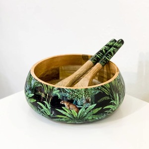 Bol en bois Casa India, poli, brillant, texturé et durable, pour servir des salades, des fruits, des clés ou comme bol décoratif rond en bois - Product Image 1