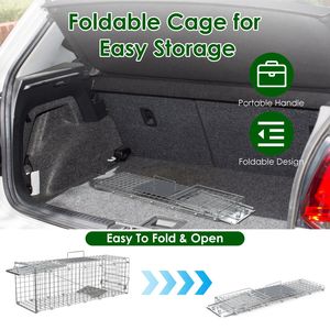 2 Pezzi Gabbia per Animali Domestici in Acciaio Zincato 24X7.48X8.27IN, Trappola Pieghevole a Rilascio Facile per Gatti di Piccola Taglia - Product Image 5