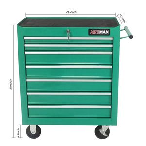 7-<b>Drawer</b> Green Multifunctional Tool Cart with Wheels Practical <b>Storage</b> Solution - Product Image 2