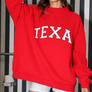 Sweat-shirt oversize pour femme à col montant, imprimé et orné de badges à sequins, style streetwear décontracté, coupe ample, pour l'hiver - Product Image 2