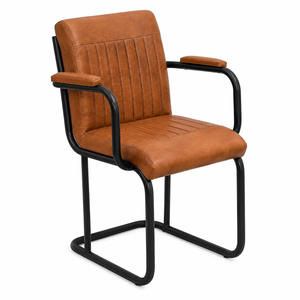 Fauteuil de salon en cuir industriel avec pieds et accoudoirs en métal, design ergonomique moderne pour l'ameublement de la maison - Product Image 3