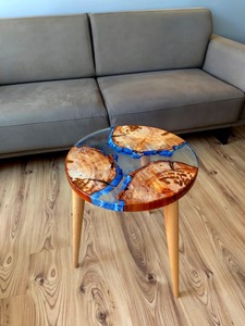 Luxury Live Edge Modern Design Wood Coffee <b>Table</b> with <b>Epoxy</b> <b>Resin</b> Statement Piece for Bathroom Office or Hotel Decor - Product Image 3