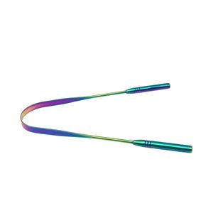 Rainbow Iridescent Titanium Tongue Scraper Single UShape Color Coated Stainless Steel Wire Oral Hygiene Bacteria Bad Breath Tool - Product Image 2