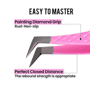 Pince à épiler pour cils DANTRIC IMPLANTS AY-712, marque privée, en acier inoxydable, couleur rose, pointe lisse, 10 mm, pointe en fibre durable, pour l'épilation - Product Image 5