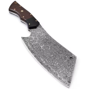 Couteau de boucher professionnel LEGACY BLADES en acier Damas fait main, manche ergonomique en bois, couteau de cuisine traditionnel - Product Image 4