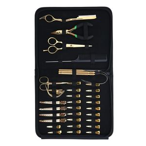 Kit d'outils pour extensions capillaires : Pince à sertir à trois trous, Aiguilles à boucle, Pinces de sectionnement, Ciseaux, Rasoir, Peigne à queue, Pinces bec de canard - Product Image 1