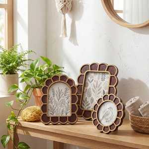 Arabic Pattern Eco-Friendly Wooden Photo <b>Frame</b> Natural Rectangle Handmade Vintage Lightweight Durable <b>Wall</b> Mount Home Decoration - Product Image 4
