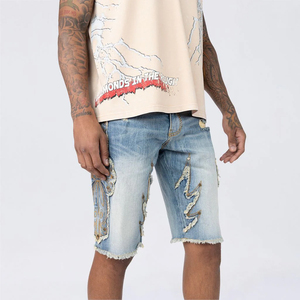 New Custom Regular Fit Casual Summer <b>Overalls</b> Knitted Denim Shorts High Quality Breathable Quick Dry <b>Men's</b> Shorts - Product Image 5