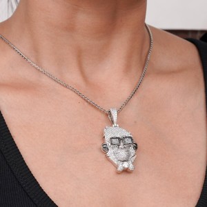 ICEQ JEWELLERY Colgante de Mono de Dibujos Animados, Plata de Ley 925, Moissanita de Corte Brillante, Bañado en Rodio, Estilo Hip Hop, Unisex, Amuleto para Uso Diario - Product Image 5