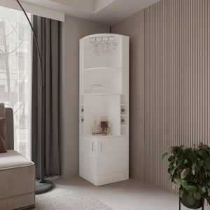 Mobile Bar Angolare Bianco con Portabottiglie e Portabicchieri per Uso Domestico o Commerciale - Product Image 1