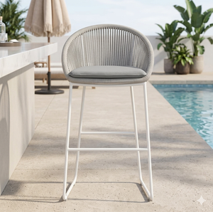 Joy Outdoor Rope Bar Stool in Fog White - Product Image 4