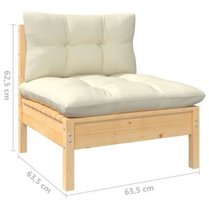 Sofá de Jardín de 4 Plazas Color Crema con Cojines de Madera Natural para Relajarse al Aire Libre - Product Image 5