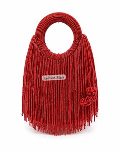 Bolso de Hombro con Cuentas y Flecos de Borlas para Mujer, Diseño de Diseñador - Product Image 4